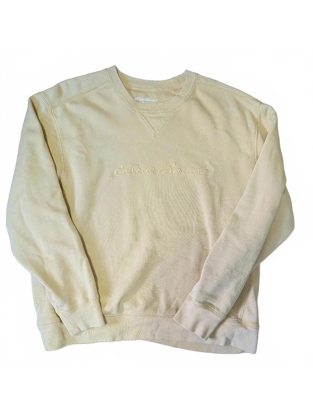 Vintage Y2K 2000s Eddie Bauer Cream Logo Crewneck Sweatshirt